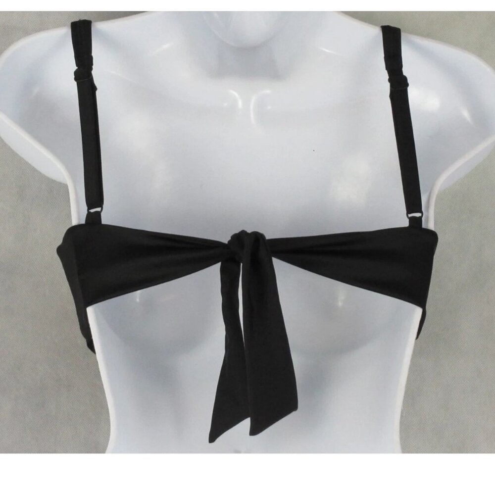 Bar III Women's Tie-Back O-Ring Bikini Top Swimsuit, Black, Medium - Picture 2 of 2